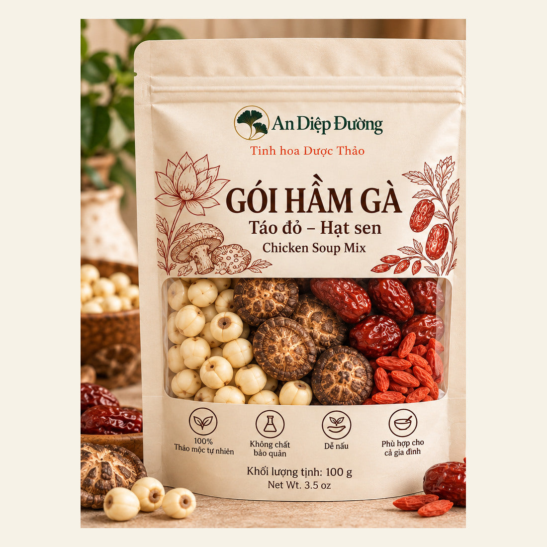 An Diệp Đường chicken soup mix pouch 100 g (3.53 oz), square product cover